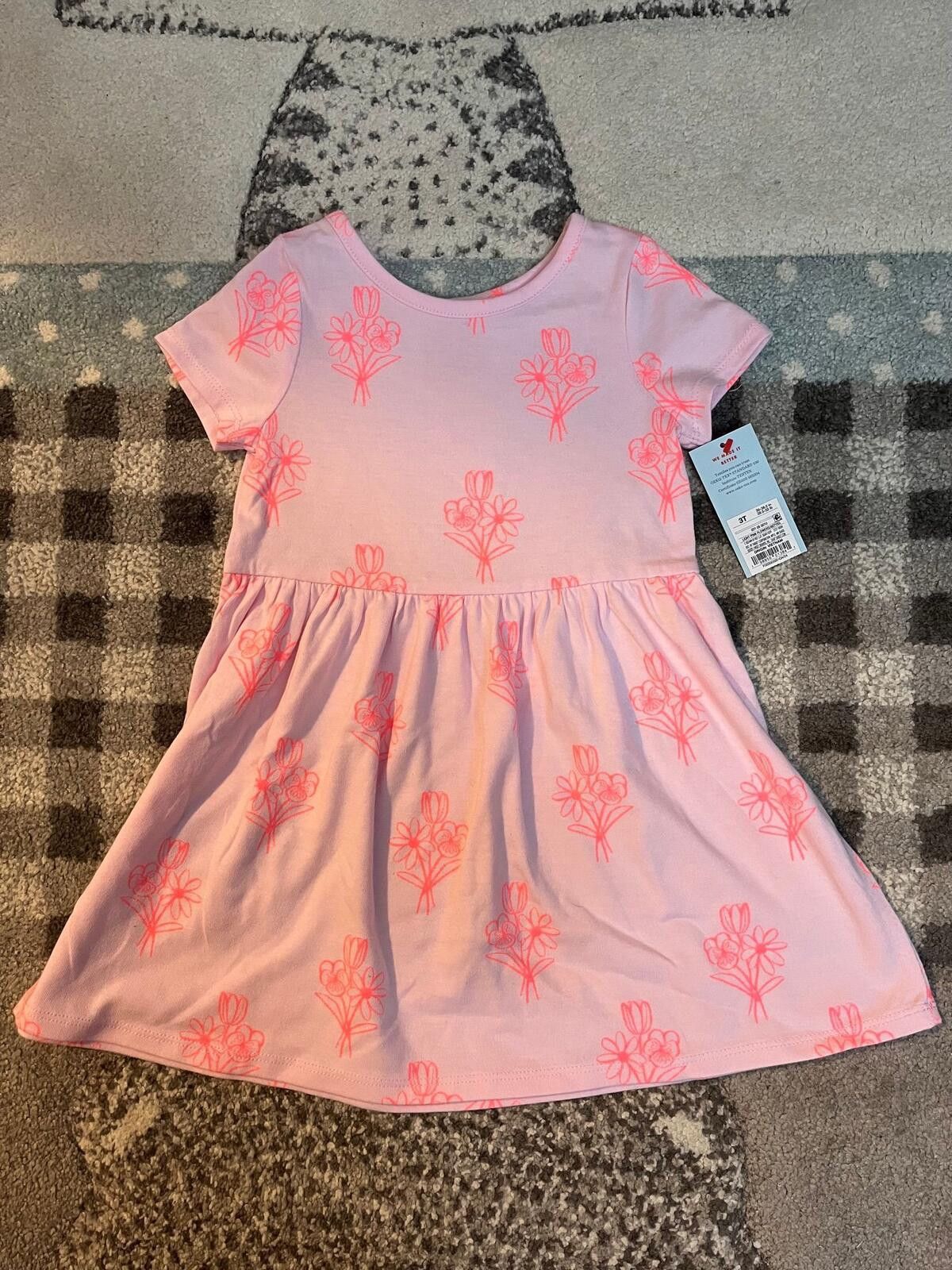 Other Girls 3T Pink Floral Dress NWT Short Sleeve Flowy Size ONE SIZE - 1 Thumbnail