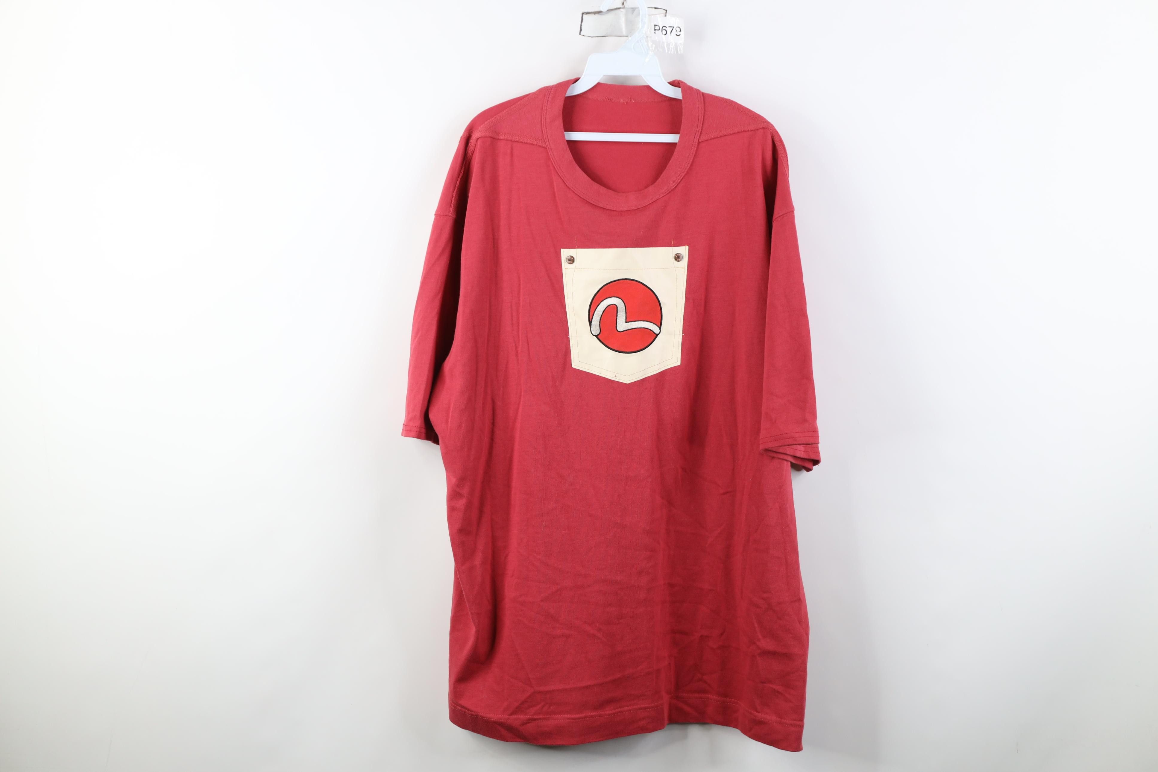 Evisu Vintage 90s EVISU Jeans Pocket Short Sleeve T-Shirt Red Size US XL / EU 56 / 4 - 1 Thumbnail