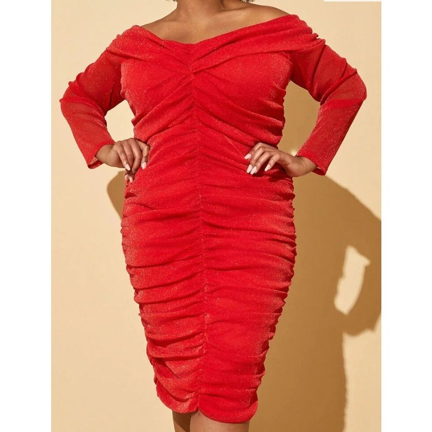 Other Plus Size 26/28 4X / Off The Shoulder Bodycon Knit Dress Size 4XL / US 24-26 - 2 Thumbnail