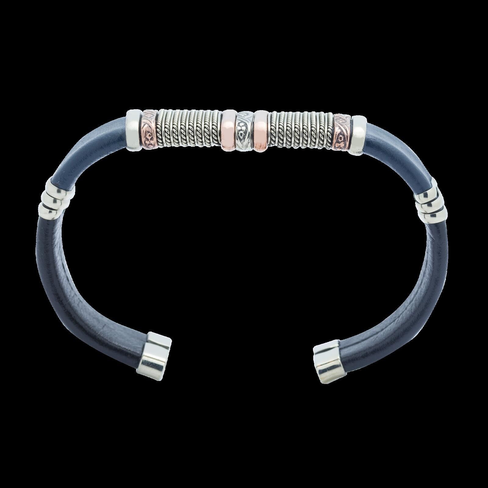 Other Men's Navy Blue Leather Bracelet Size ONE SIZE - 3 Thumbnail