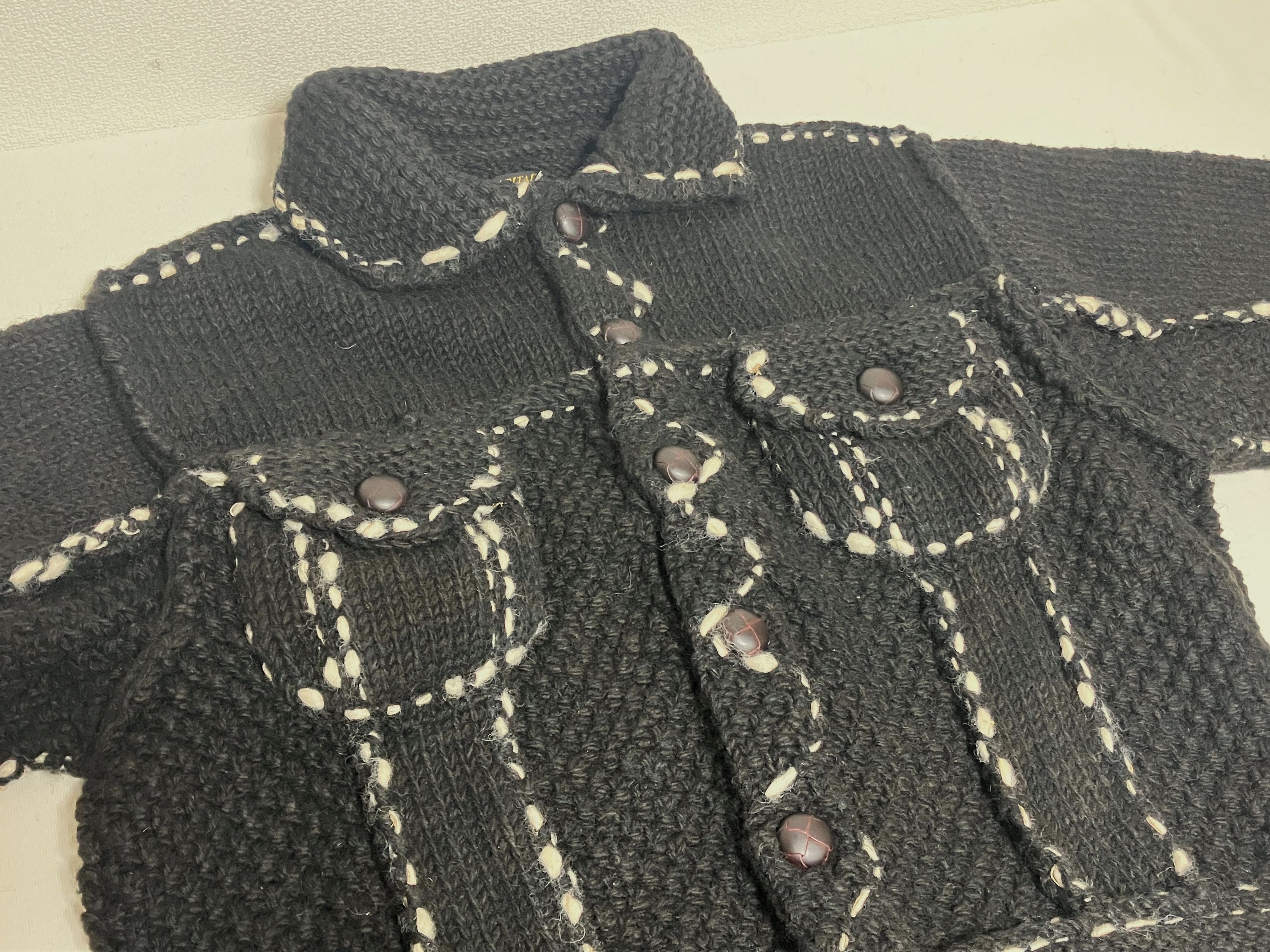 Kapital KAPITAL wool knit cowichan Jacket hand-knitted black new Size US XL / EU 56 / 4 - 10 Thumbnail