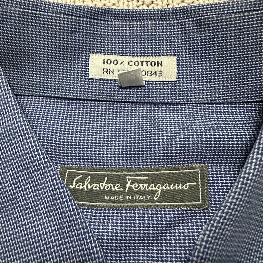 Salvatore Ferragamo Ferragamo blue textured long sleeve button down size L Size US L / EU 52-54 / 3 - 5 Thumbnail