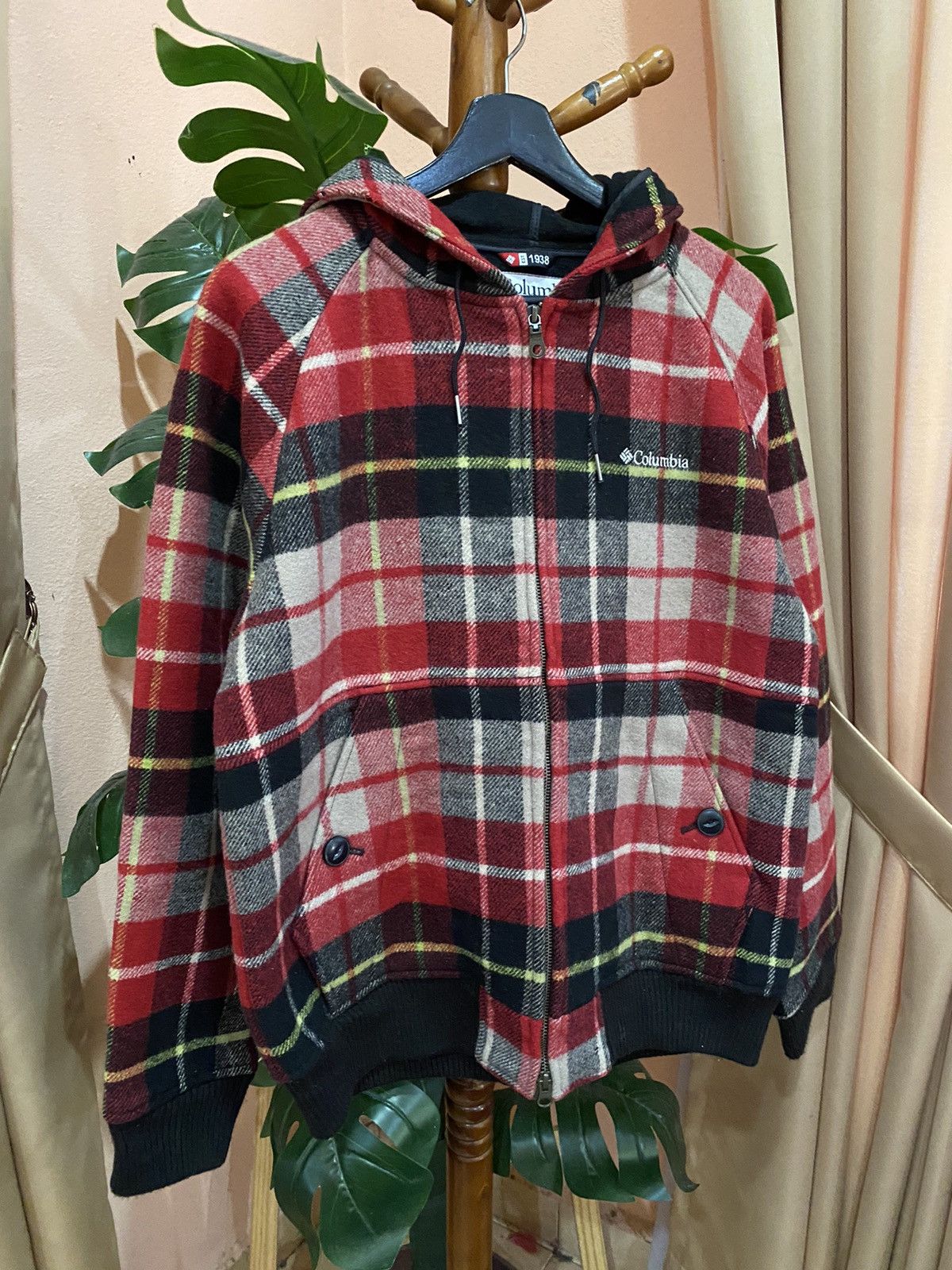 Columbia Columbia Sportswear Red Plaid Wool Blend Hoodie Jacket Size US M / EU 48-50 / 2 - 3 Thumbnail