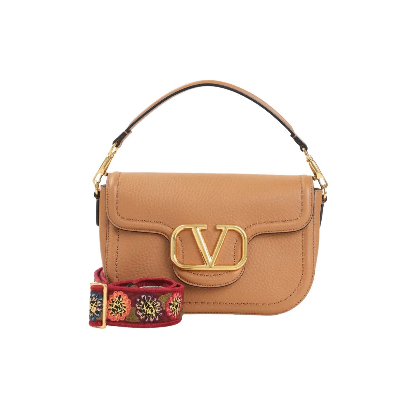 VALENTINO GARAVANI Alltime Almond Beige Leather Shoulder Bag