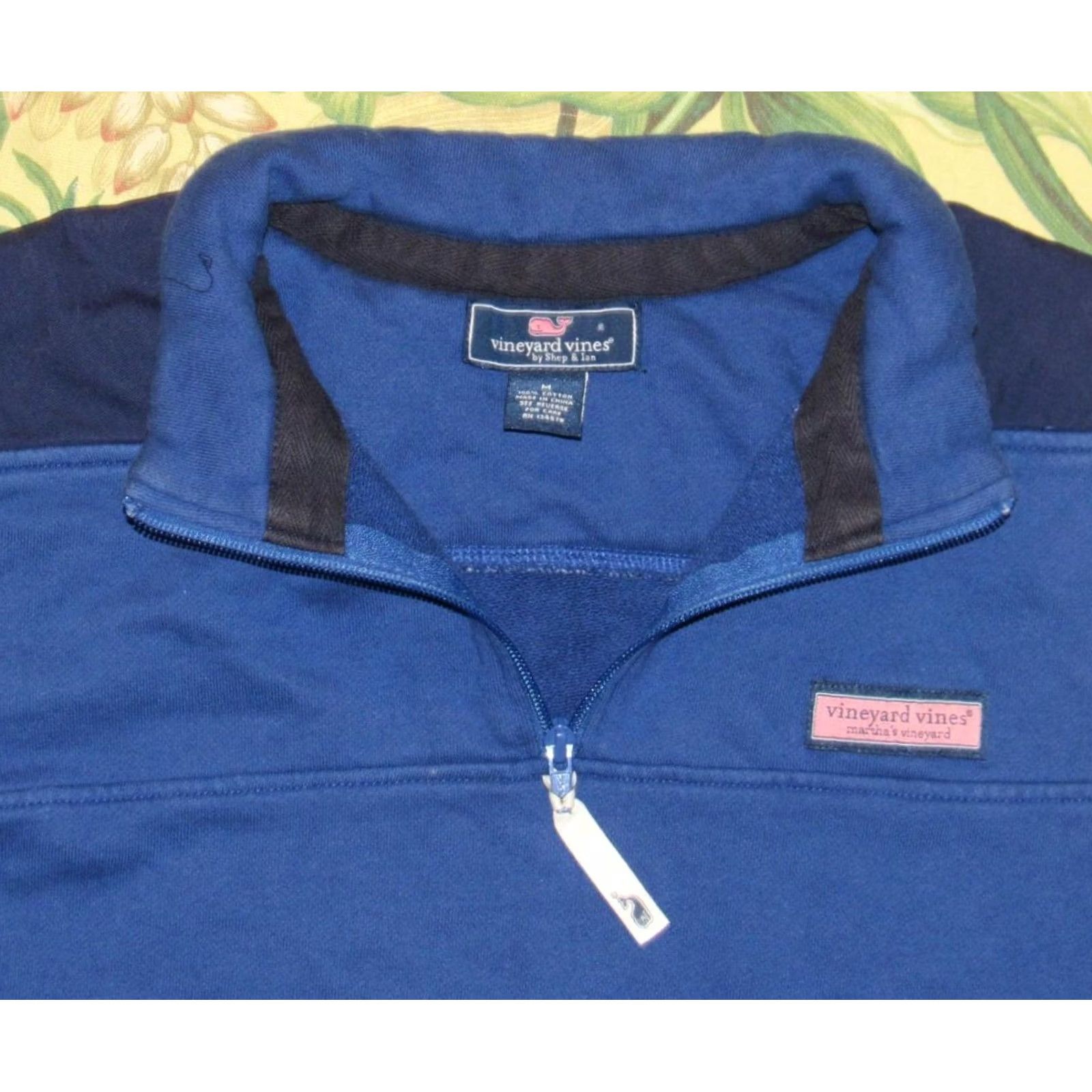 Vineyard Vines VINEYARD VINES Navy Blue Cotton 1/4 Zip Shep Sweater Medium M Shirt Mens Size US M / EU 48-50 / 2 - 2 Thumbnail