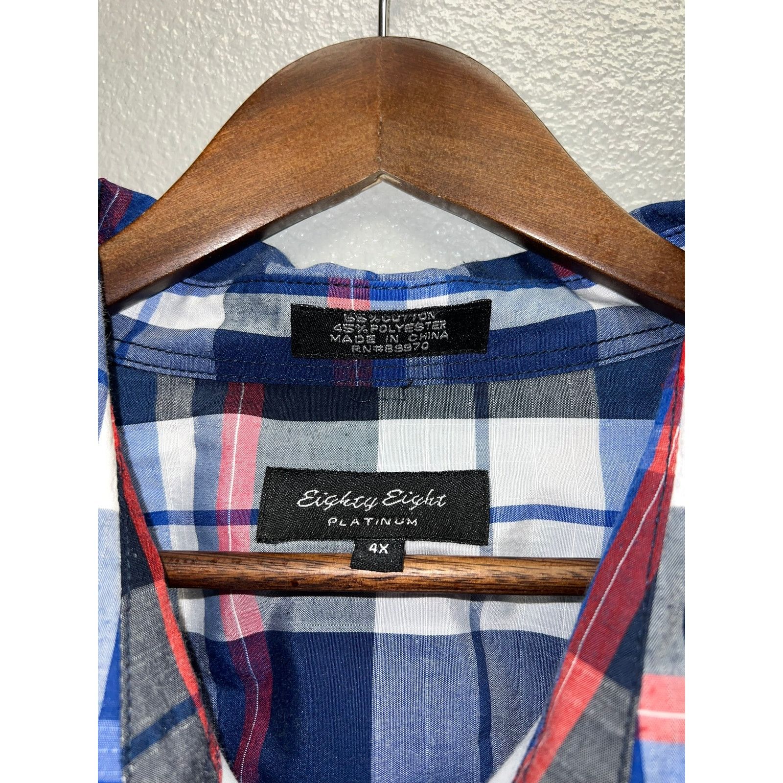 Eighty Eight Eighty Eight Platinum Button Up Shirt Blue Red Shirt 4XL 4X Size US XXL / EU 58 / 5 - 6 Thumbnail