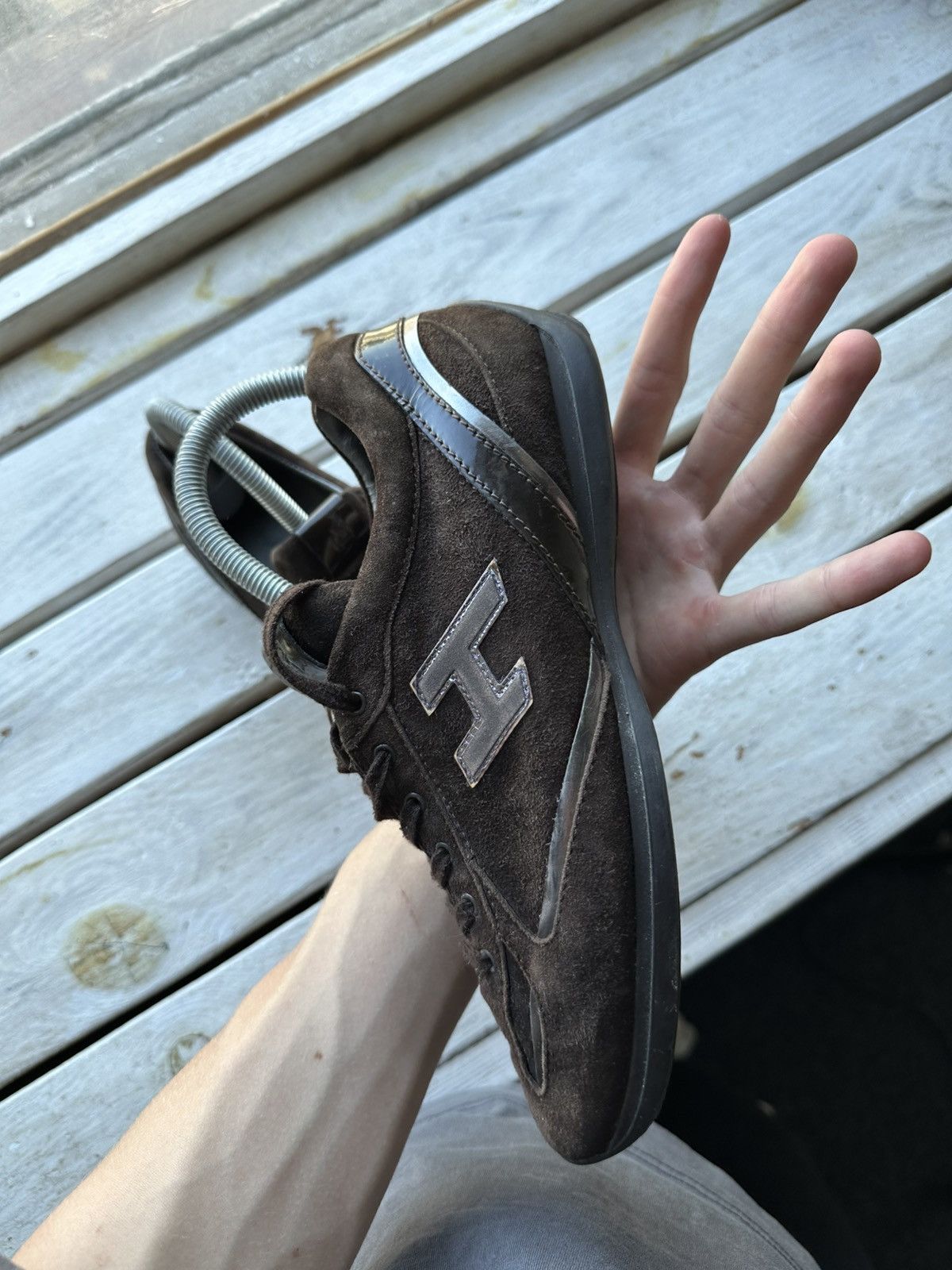 Hogan 🚨HOGAN REBEL LOW SNEAKERS BIG LOGO Y2K BROWN RARE LUXURY Size US 8 / IT 38 - 9 Thumbnail