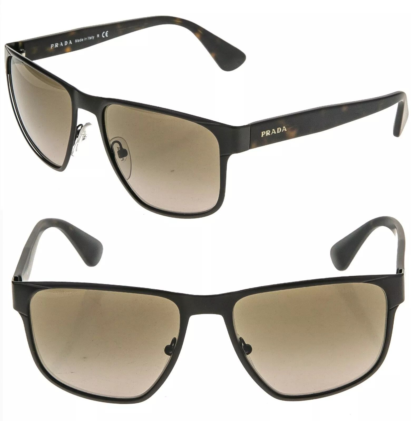Prada PRADA 55S Square PR55SS Black Brown Logo Men Sunglasses Size ONE SIZE - 1 Thumbnail