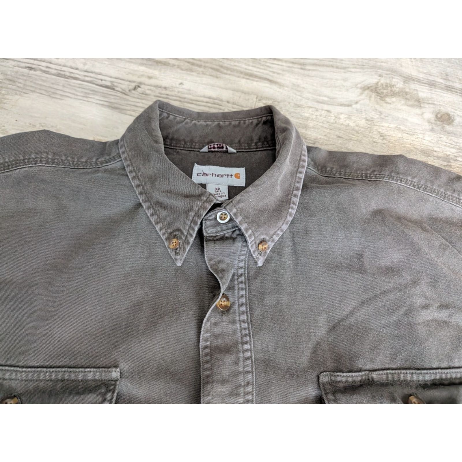 Carhartt VINTAGE Carhartt Button-Up Shirt Mens XL Tall Moss Green Canvas Workwear S09 MOS Size US XL / EU 56 / 4 - 4 Thumbnail