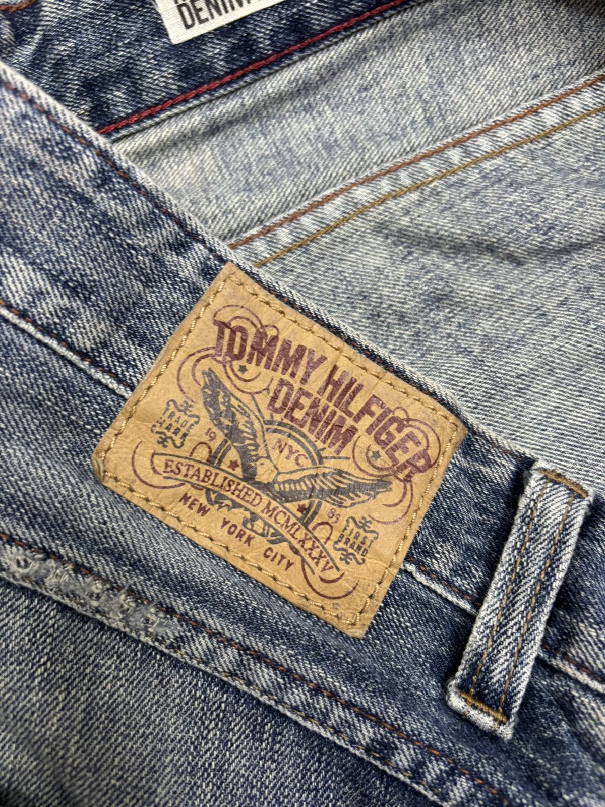 Hysteric Glamour × JNCO × Tommy Hilfiger VINTAGE PATCHWORK DISTRESS TOMMY HILFIGER DENIM JEANS SLIM Size US 36 / EU 52 - 9 Thumbnail