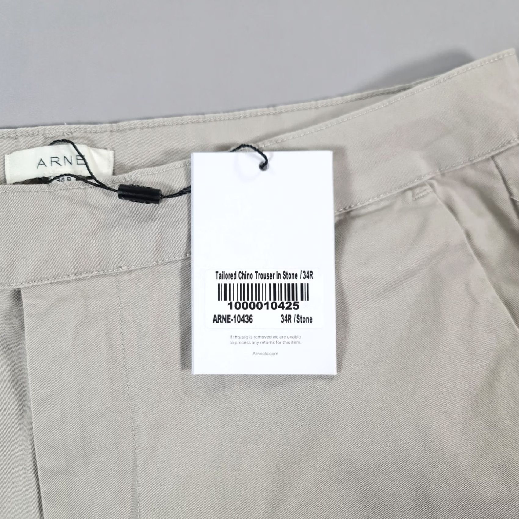 Vintage ARNE Mens Chino Trousers Grey W34 L30 Cotton Stretch Pants Stone Size US 34 / EU 50 - 3 Thumbnail