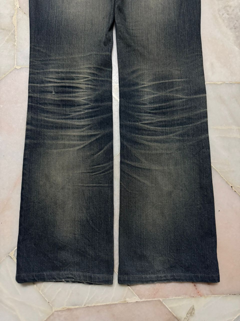 Flare💥Insane 90s Root three Rusty Mudwash Distress Dark Jean