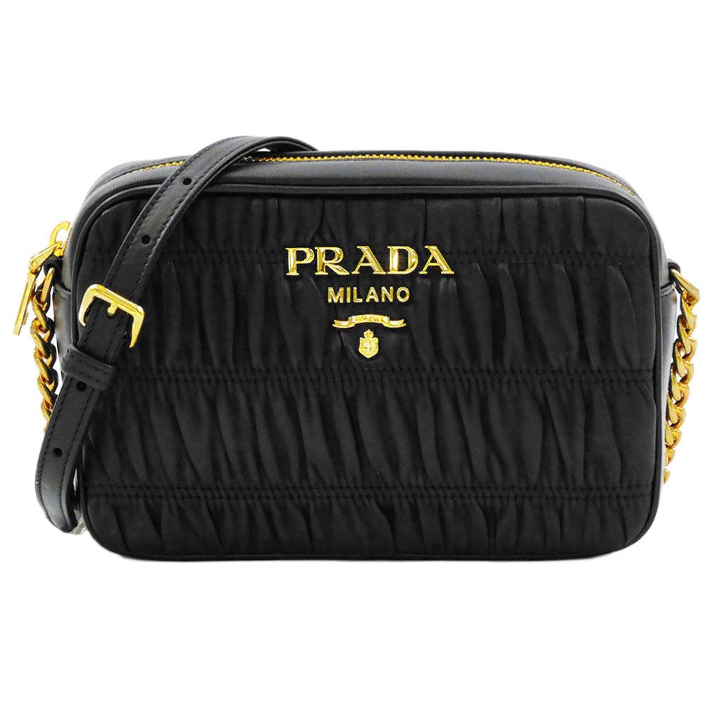 Prada Bandoliera Nappa Gaufre Nero Mini Shoulder Bag Black