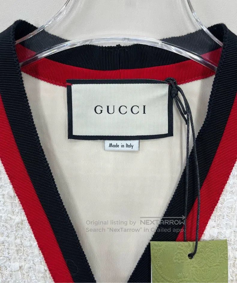 Gucci Gucci White webbing edge trim tweed long-sleeved A-shaped Size XS / US 0-2 / IT 36-38 - 3 Thumbnail