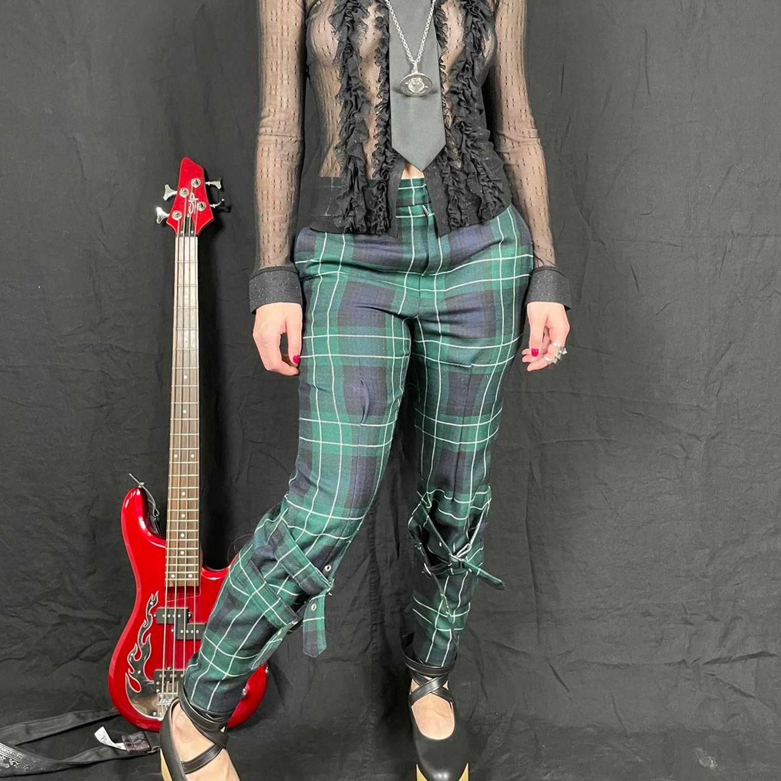Comme des Garcons Black Comme des Garcon Green Plaid Bondage Pants XS Size 30" / US 8 / IT 44 - 2 Thumbnail
