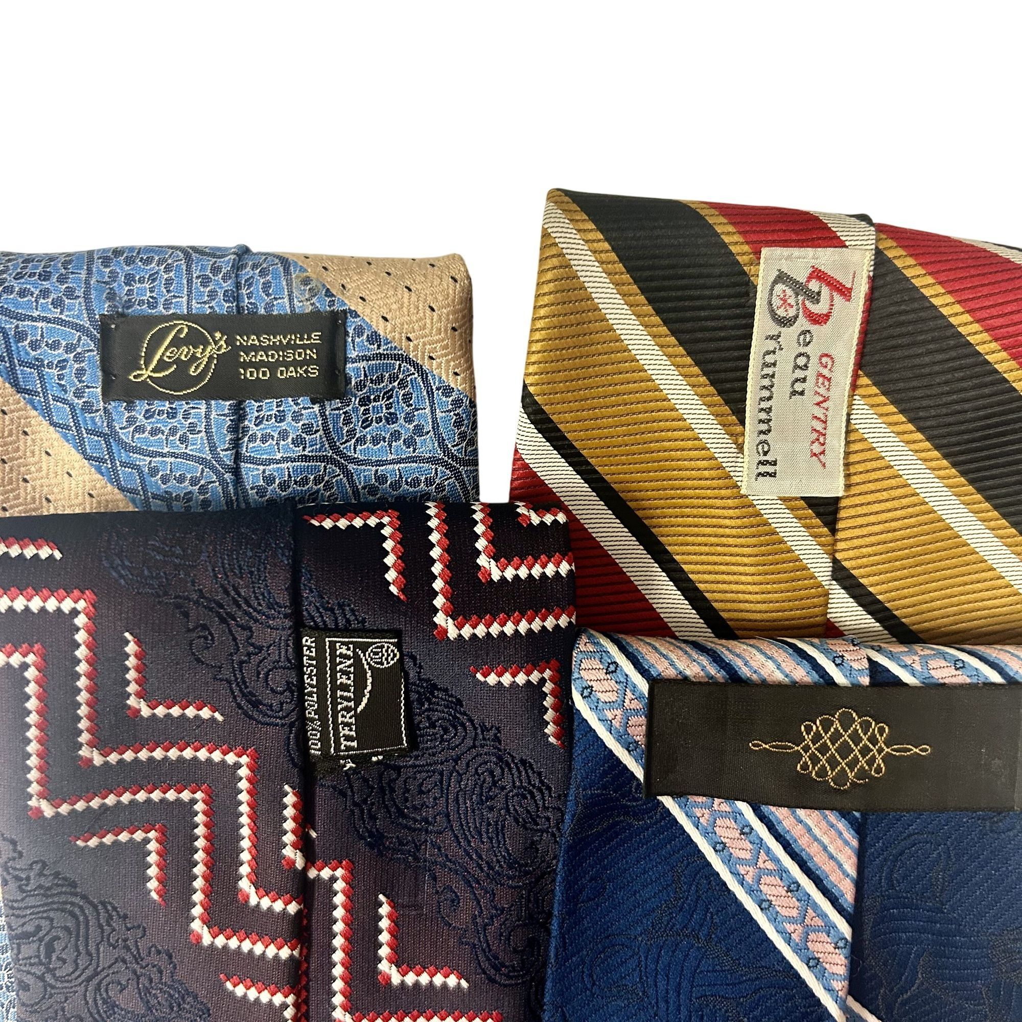 Other 4 pc 70's DISCO Necktie LOT MoD RETRO Wide TEXTURED Neck Tie Size ONE SIZE - 2 Thumbnail