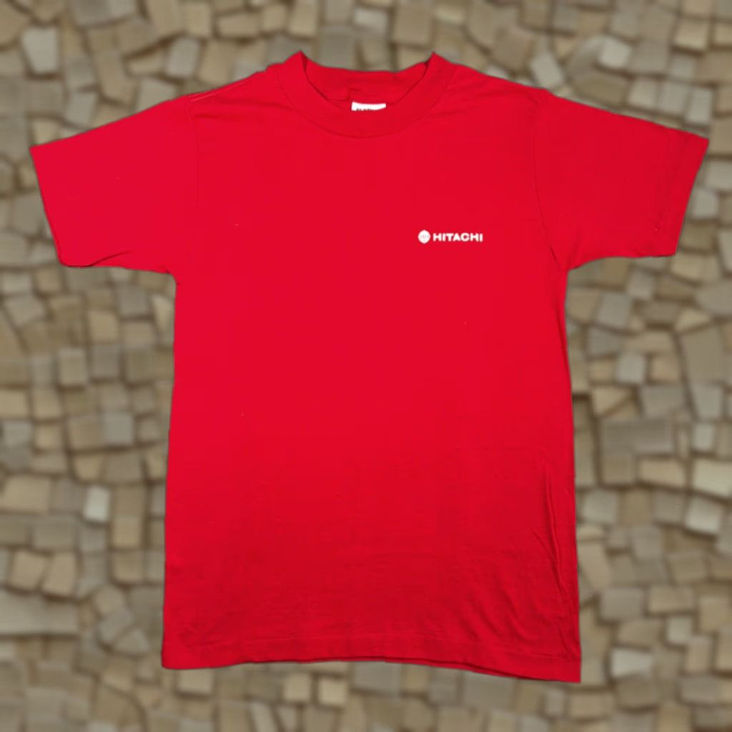 Vintage VINTAGE Hitachi Shirt Adult XS Red 80s Cotton Blend Logo Hitachi on Chest Men's T-Shirt XS Size US XS / EU 42 / 0 - 1 Thumbnail