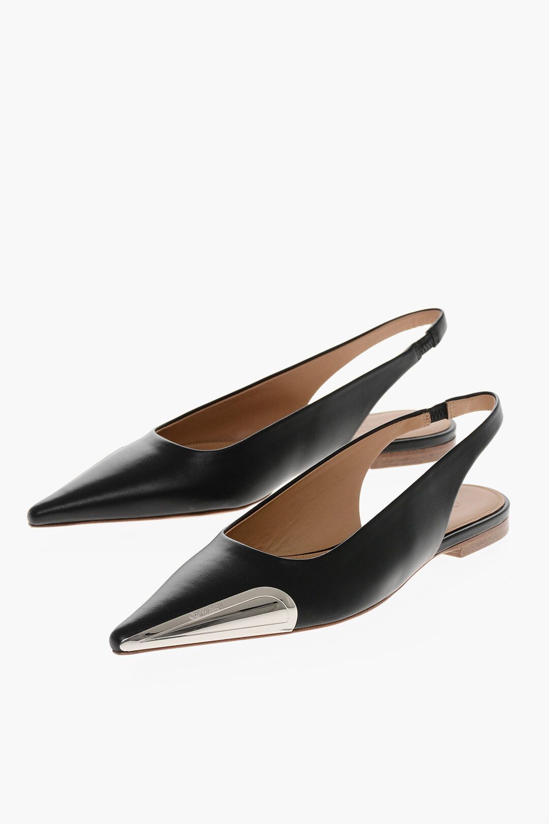 Off-White og1mm1125 Leather Slingback Ballet Flats in Black Size US 6 / IT 36 - 2 Thumbnail