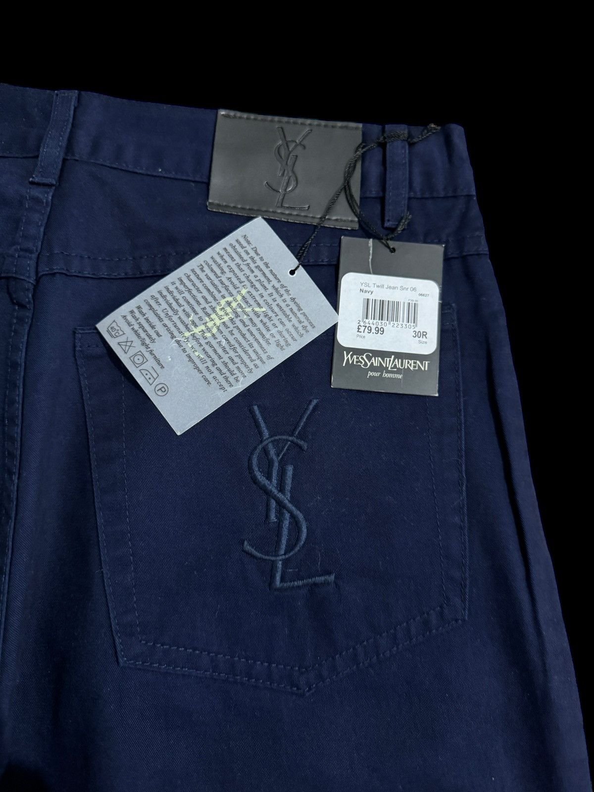 image of New! Vintage YVES Saint Laurent Big Logo Pants (30/32) in Navy, Men's