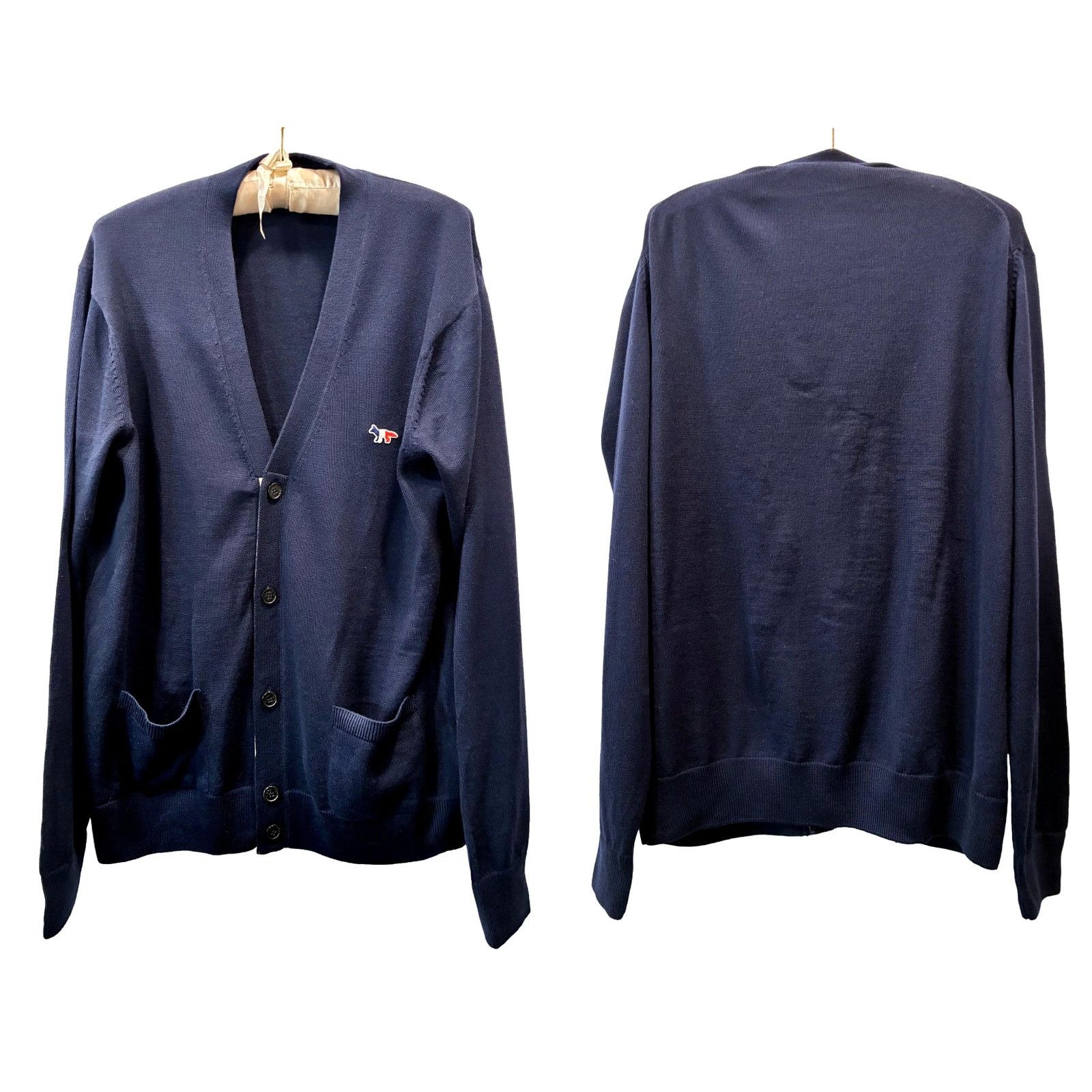 Maison Kitsune Maison Kitsune Navy Wool Fox Logo Cardigan L Size L / US 10 / IT 46 - 8 Thumbnail