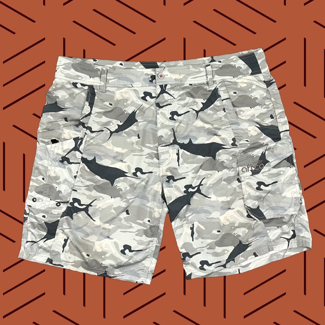 Vintage AFTCO Mens Cargo Shorts 42 Grey Camouflage Outdoor Casual Workwear Cargo Pocket 9.5" Inseam Regular Fit Mens Size US 42 / EU 58 - 1 Thumbnail