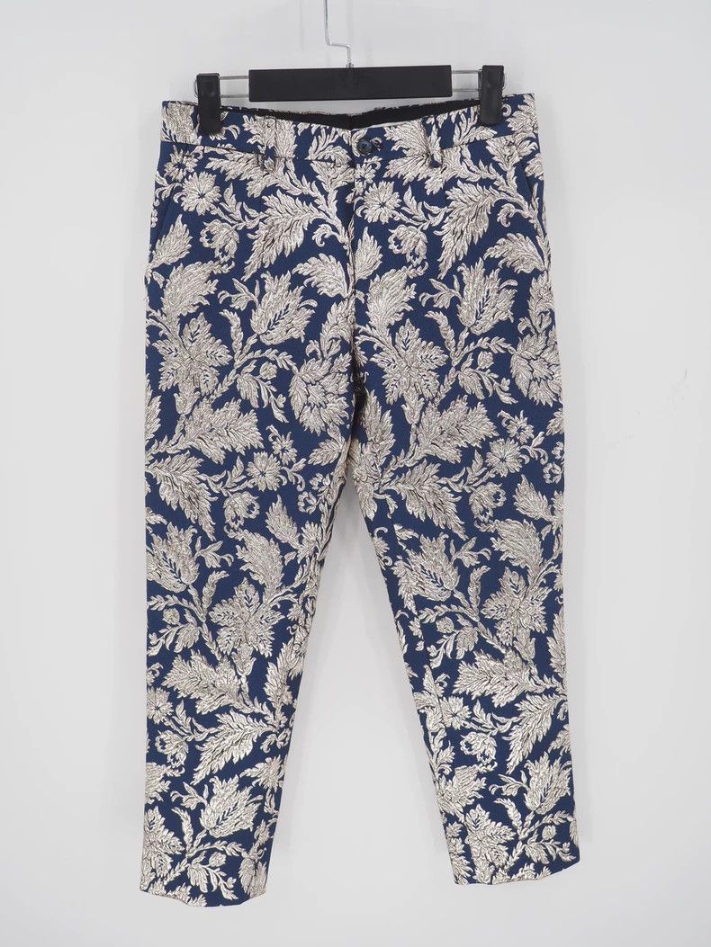 Dolce & Gabbana Dolce&Gabbana Floral Embroidered Trousers in Blue-dmc Size US 31 - 1 Thumbnail