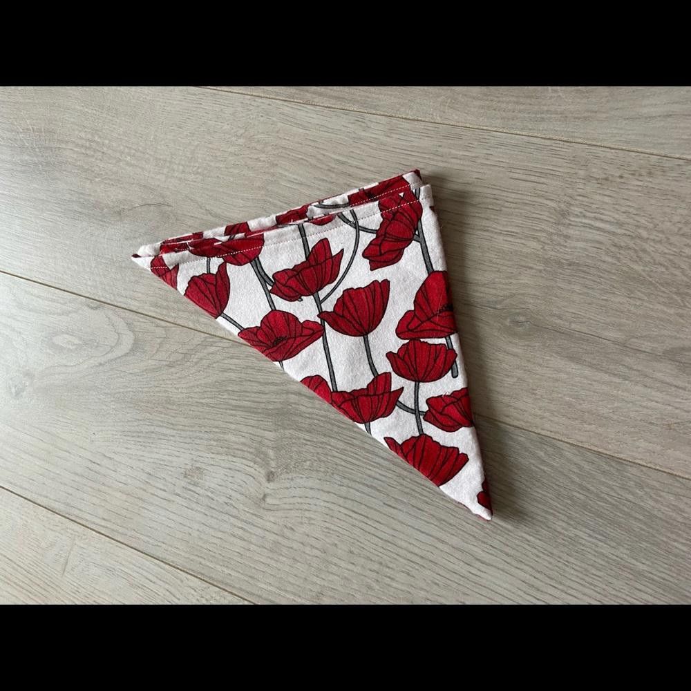 Designer Red Poppies Dog Bandana Size ONE SIZE - 4 Thumbnail
