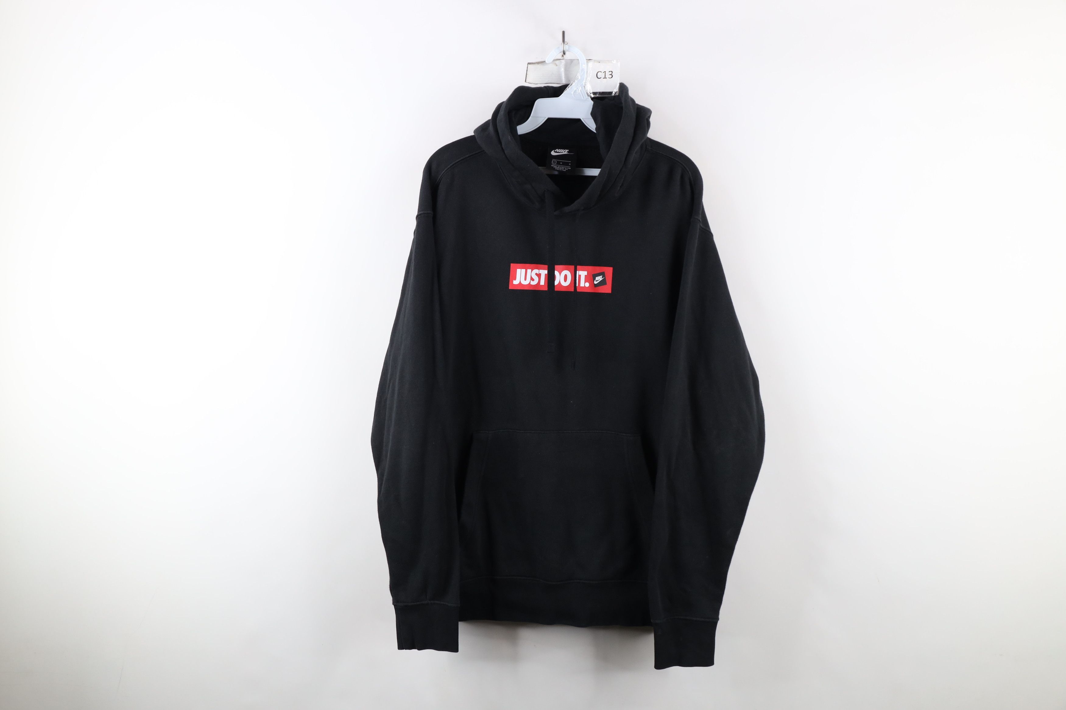 Nike × Vintage Vintage Y2K Nike Spell Out Box Logo Hoodie Sweatshirt Black Size US L / EU 52-54 / 3 - 1 Thumbnail
