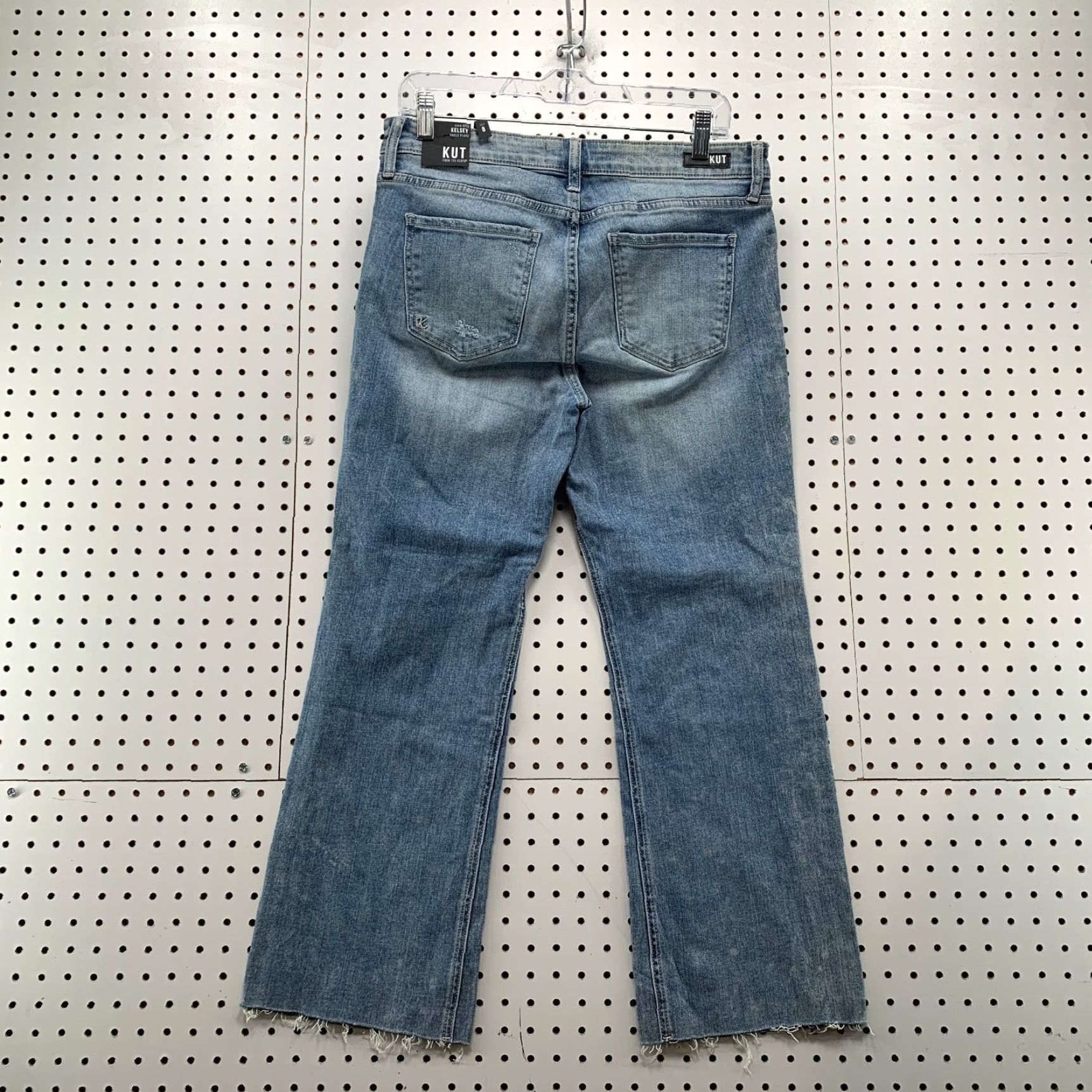 Vintage KUT from the Kloth Kelsey Jeans Womens 8 Blue High Rise Flare 27in Inseam 31in Waist Boho Modern Denim Jeans Womens 8 Regular Blue Flared 8 Size 30" / US 8 / IT 44 - 6 Thumbnail
