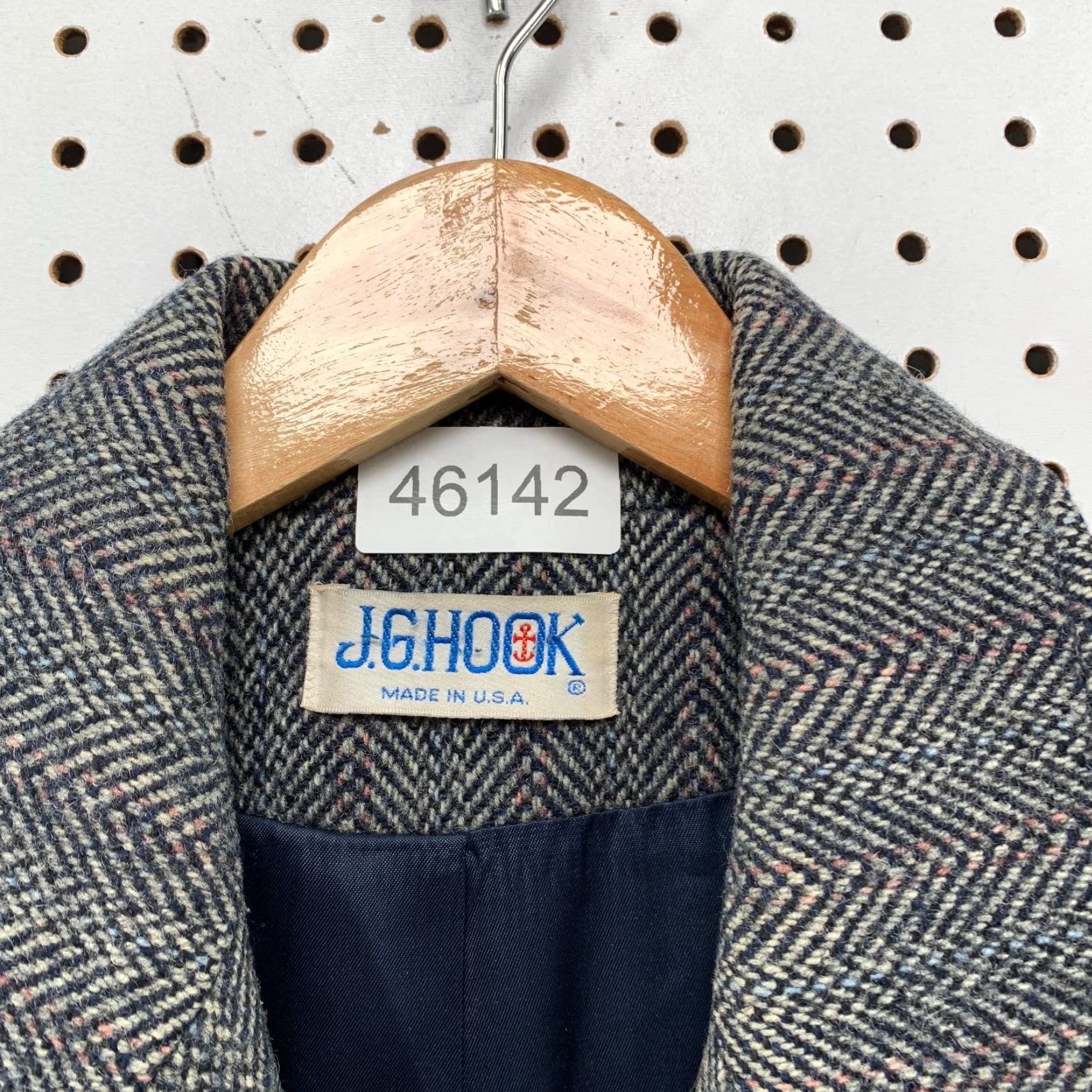 Vintage VINTAGE J.G. Hook Tweed Wool Overcoat Womens XL Herringbone Double Breasted Coat Size XL / US 12-14 / IT 48-50 - 4 Thumbnail