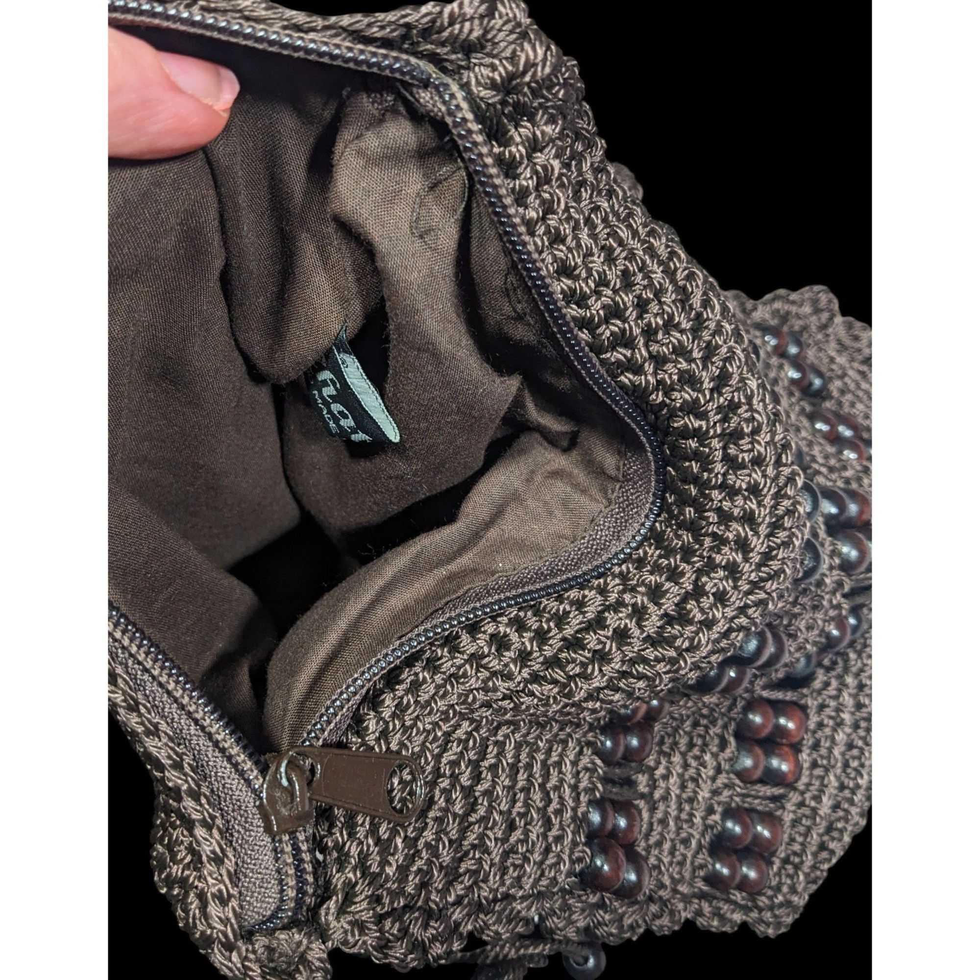Other Chateau Boho Brown Crochet Beaded Crossbody Bag With Fringe Size ONE SIZE - 4 Thumbnail