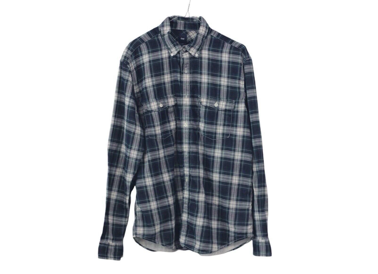 Gap Gap Mens Flannel Button Up Shirt Navy Plaid Size L Size US L / EU 52-54 / 3 - 1 Thumbnail