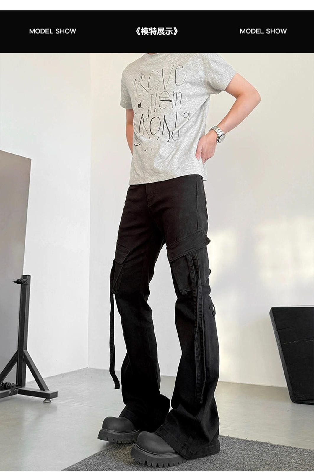 Other Black Cargo Pants with Straps Size US 34 / EU 50 - 7 Thumbnail