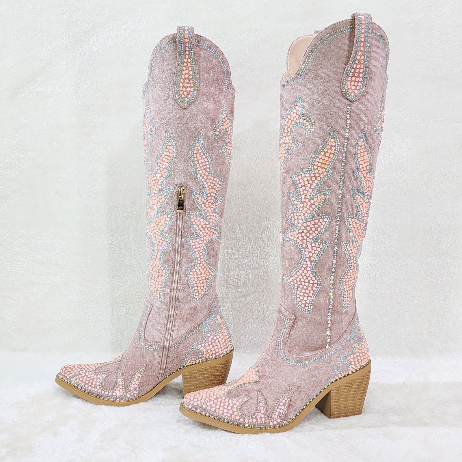 Other Sparks Country Western Cowgirl Knee Boots Dazzleing Iridesce Size US 10 / IT 40 - 5 Thumbnail