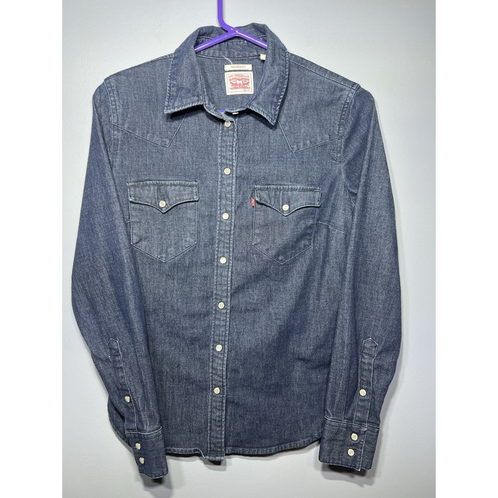 Levi's Levi's Tailored Fit Pearl Snap Blue Denim Western Shirt XS Size XS / US 0-2 / IT 36-38 - 1 Thumbnail