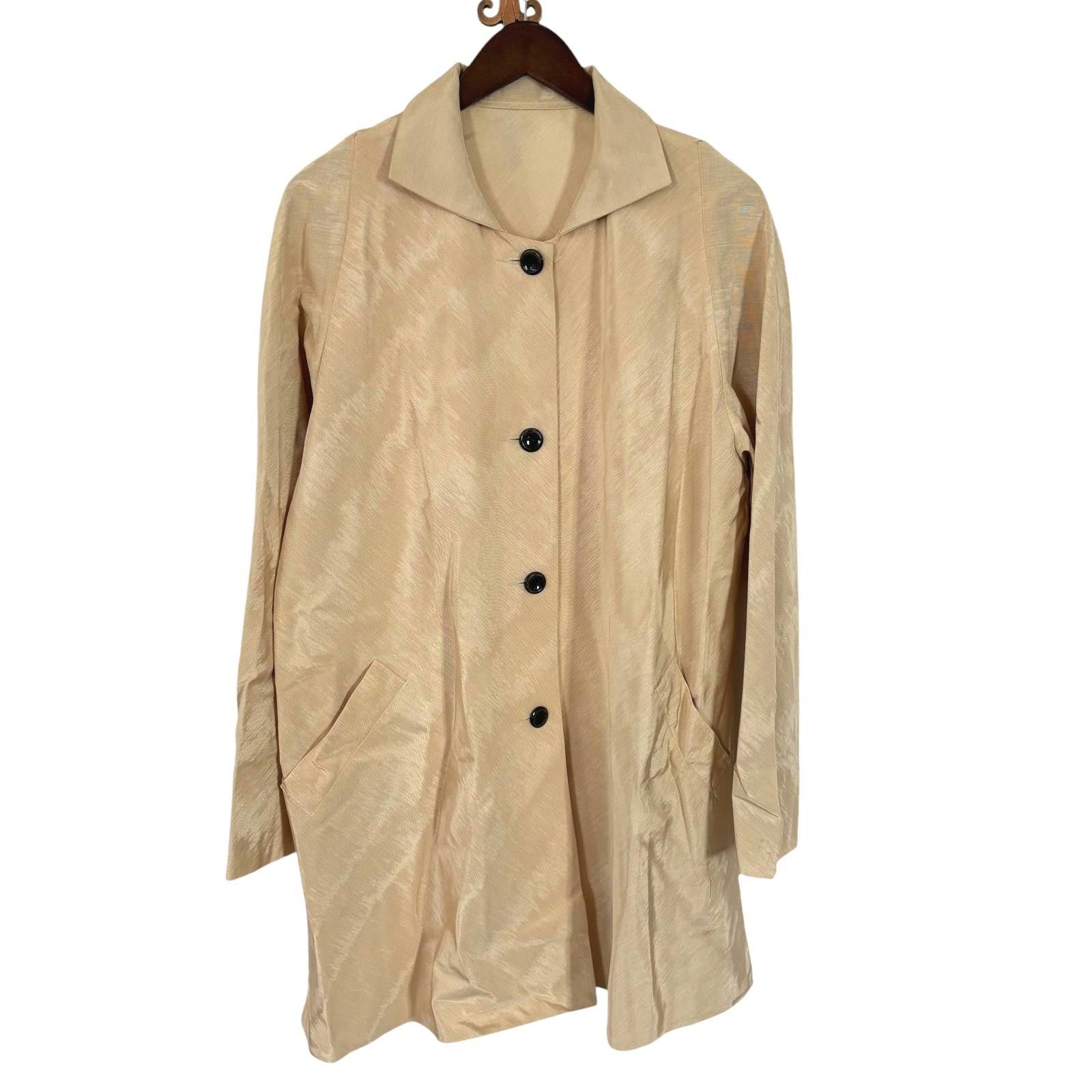 Designer Peter Cohen Silk Jacket Womens XL Cream Quiet Luxury Size XL / US 12-14 / IT 48-50 - 1 Thumbnail