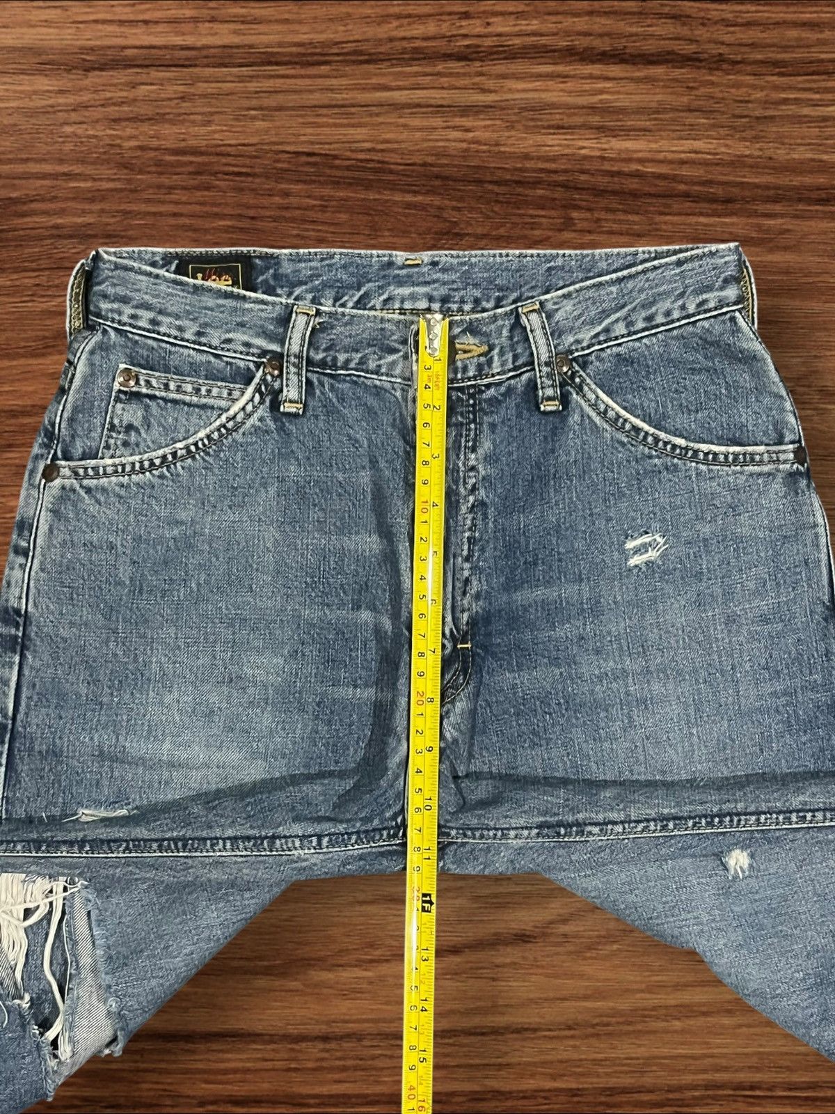 Lee × Vintage Vintage Miss Lee Trashed Punk Style Blue Washed Flare Jeans Size 31" - 17 Thumbnail