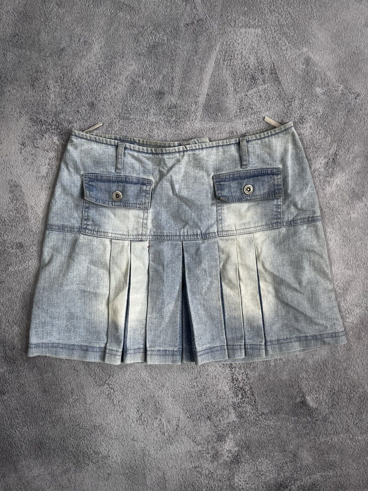 Other Vintage Y2K faded flared denim mini skirt Japanese style Size 28" / US 6 / IT 42 - 1 Thumbnail