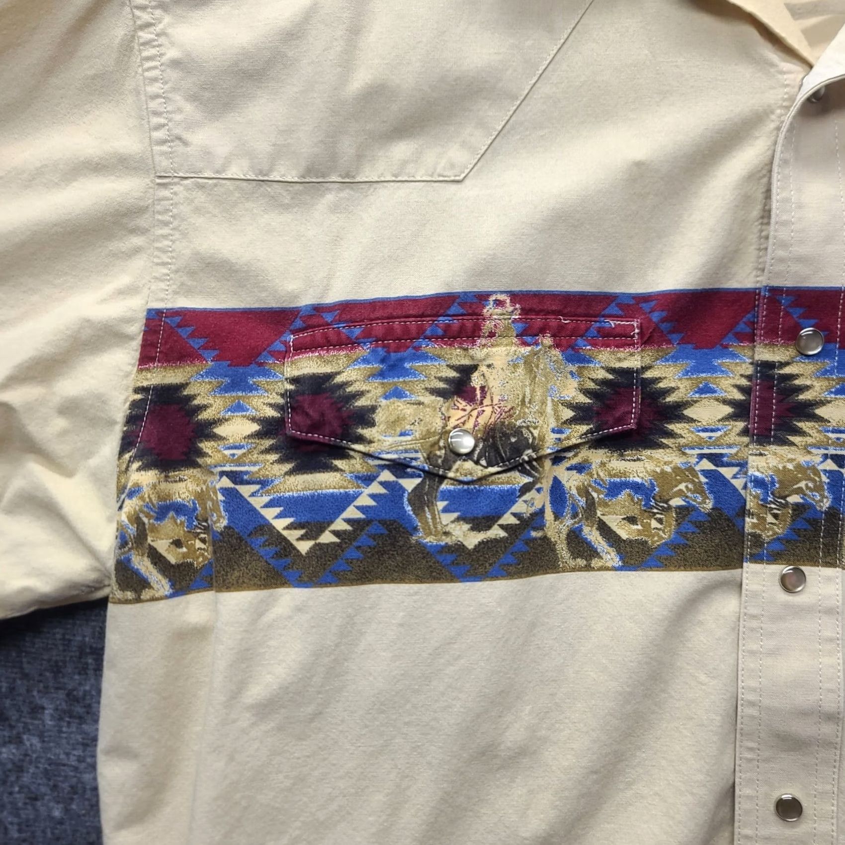 Wrangler VINTAGE Wrangler Brushpopper Mens L Pearl Snap Cowboy Western Rancher Rodeo Shirt Size US L / EU 52-54 / 3 - 4 Thumbnail