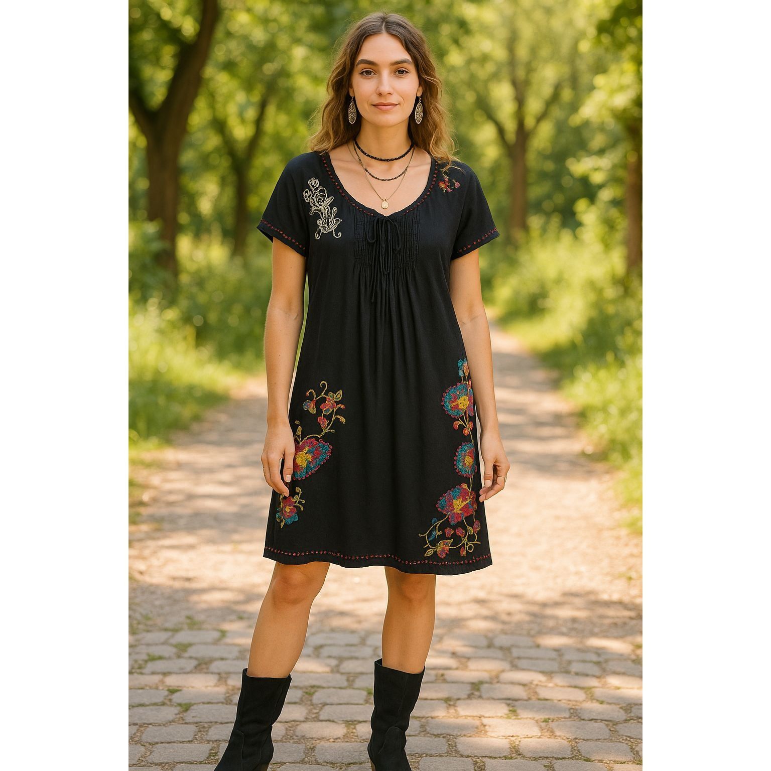 green emerald velvet dress Johnny Was Daphne Embroidered Maxi Dress C33725-6  AfterRetail