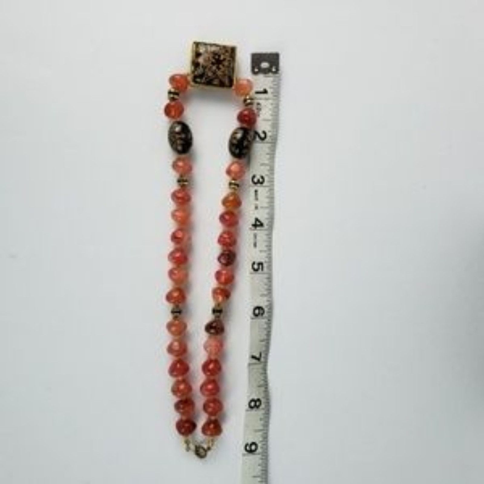 Other Red/Pink Accent Beaded Necklace with Lacquer Painted Pendant Size ONE SIZE - 7 Thumbnail