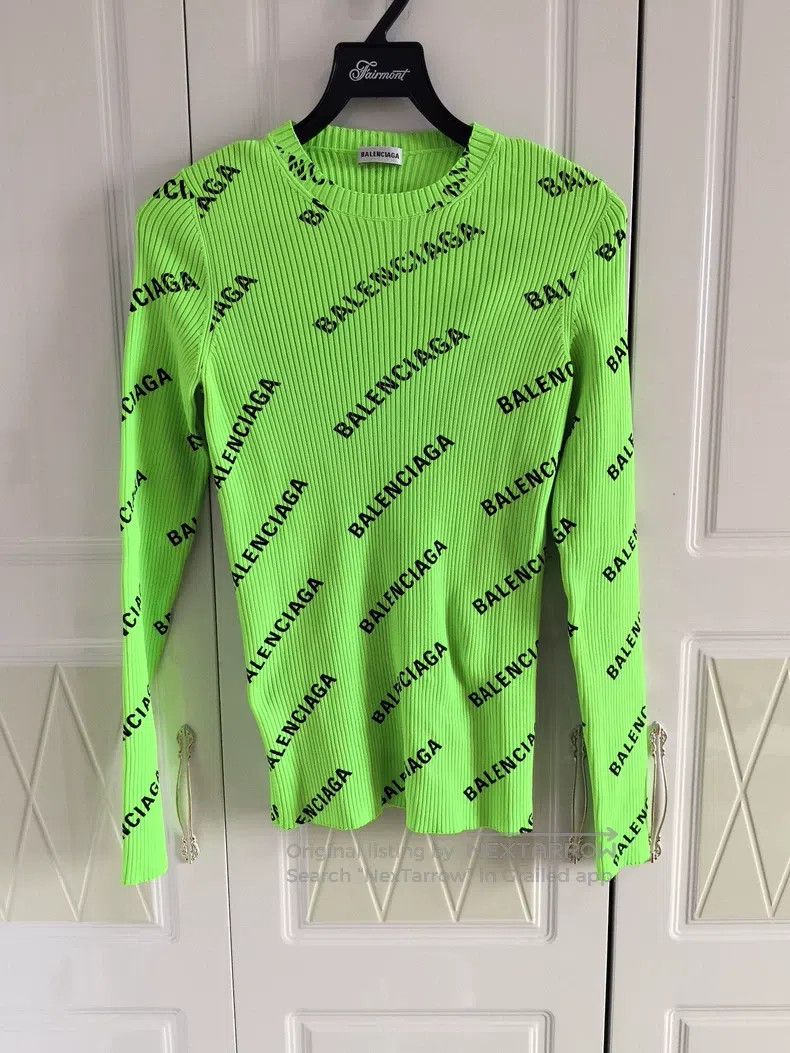 Balenciaga Balenciaga Letter Logo Fluorescent Green Slim Fit Stretcha Size M / US 6-8 / IT 42-44 - 1 Thumbnail