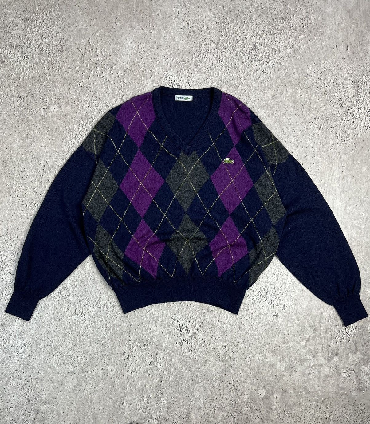 Lacoste × Vintage Vintage Lacoste Knit Wool Vneck Cardigan Sweater Size US M / EU 48-50 / 2 - 1 Thumbnail