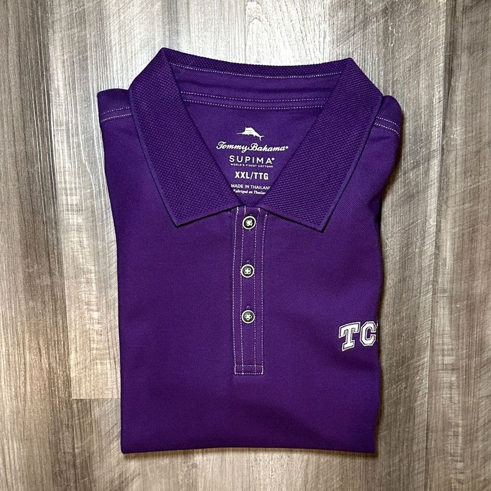 Tommy Bahama TCU Horned Frogs Tommy Bahama The Emfielder Core Knit Polo NWOT 2XL Purple Men Shirt Size US XXL / EU 58 / 5 - 2 Thumbnail