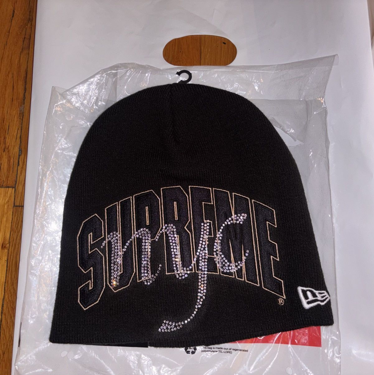Supreme Supreme New Era® Rhinestone Beanie Black available to ship