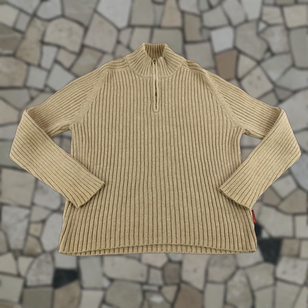 VINTAGE Abercrombie Fitch Sweater Mens XL Brown 1/4 Zip Knit