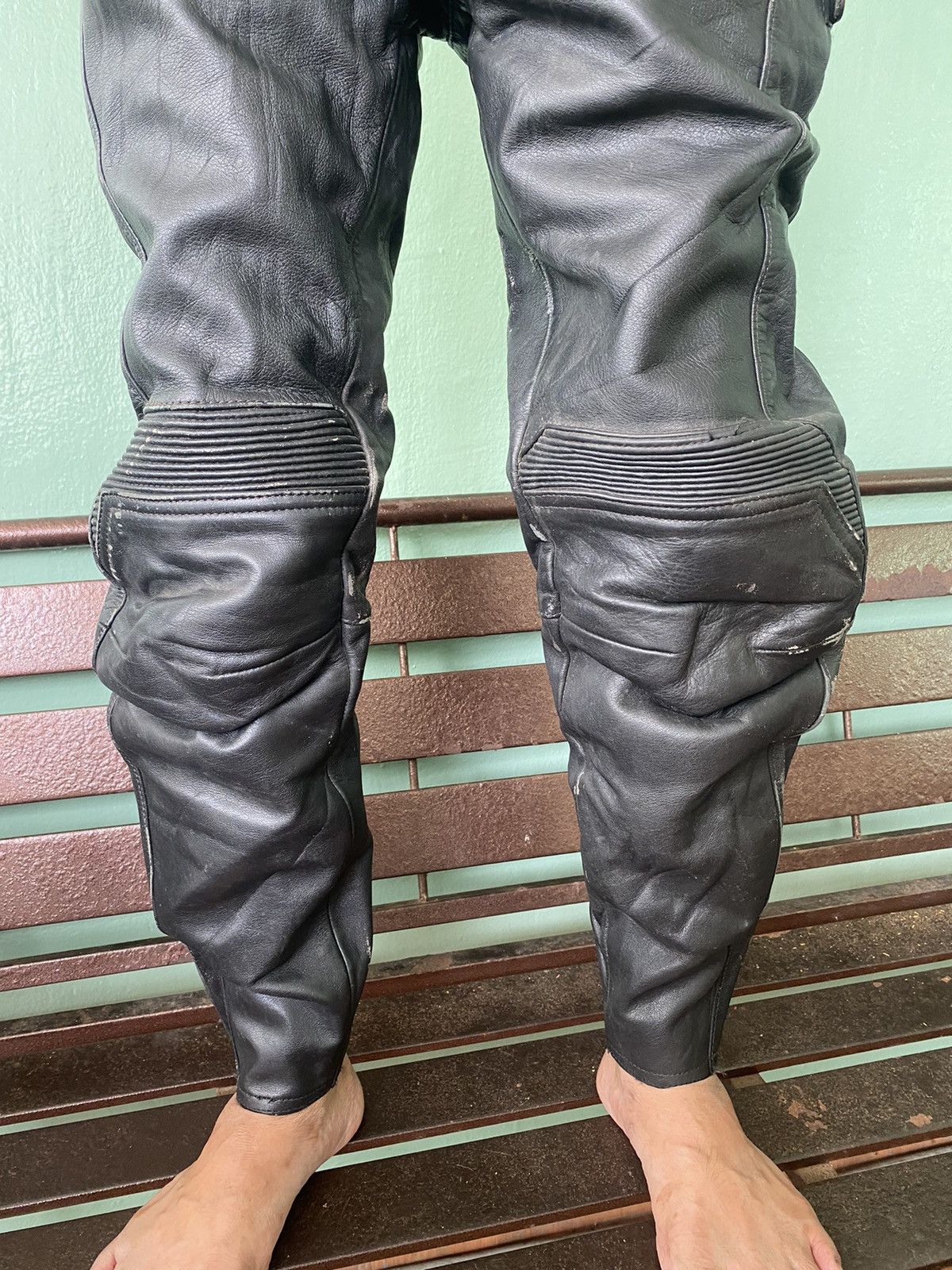 Leather Rare 🌟 Vintage Leather Biker Pants Size US 30 / EU 46 - 6 Thumbnail