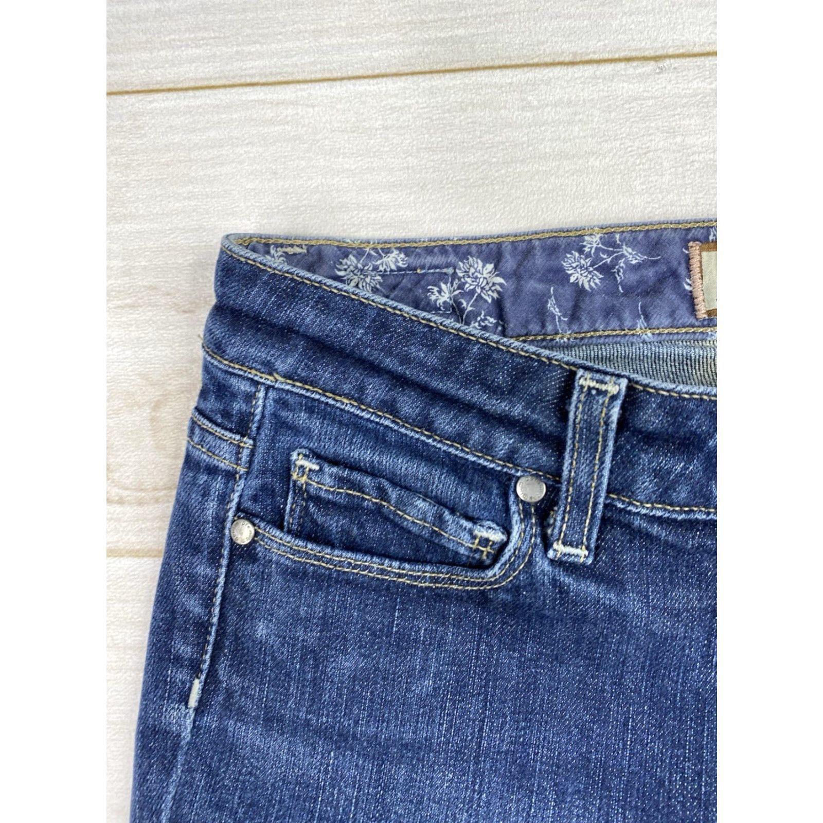 Paige Paige Hollywood Hills Bootcut Jeans Women Size 27 Blue Distressed Stretch Flare Size 27" / US 4 / IT 40 - 2 Thumbnail