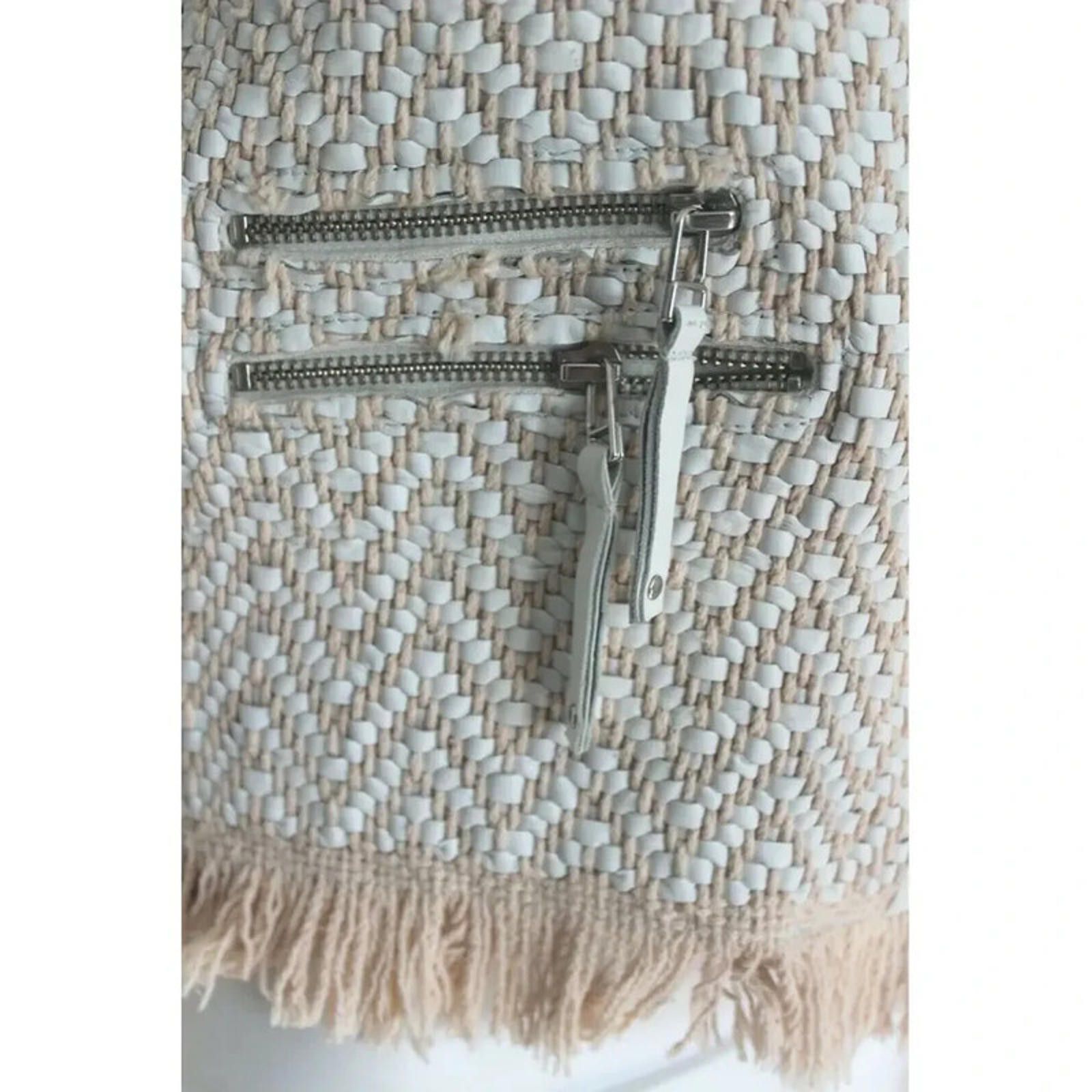 Pink Floyd Pinko woven leather fringe jacket in cream uk 10 Size M / US 6-8 / IT 42-44 - 2 Thumbnail