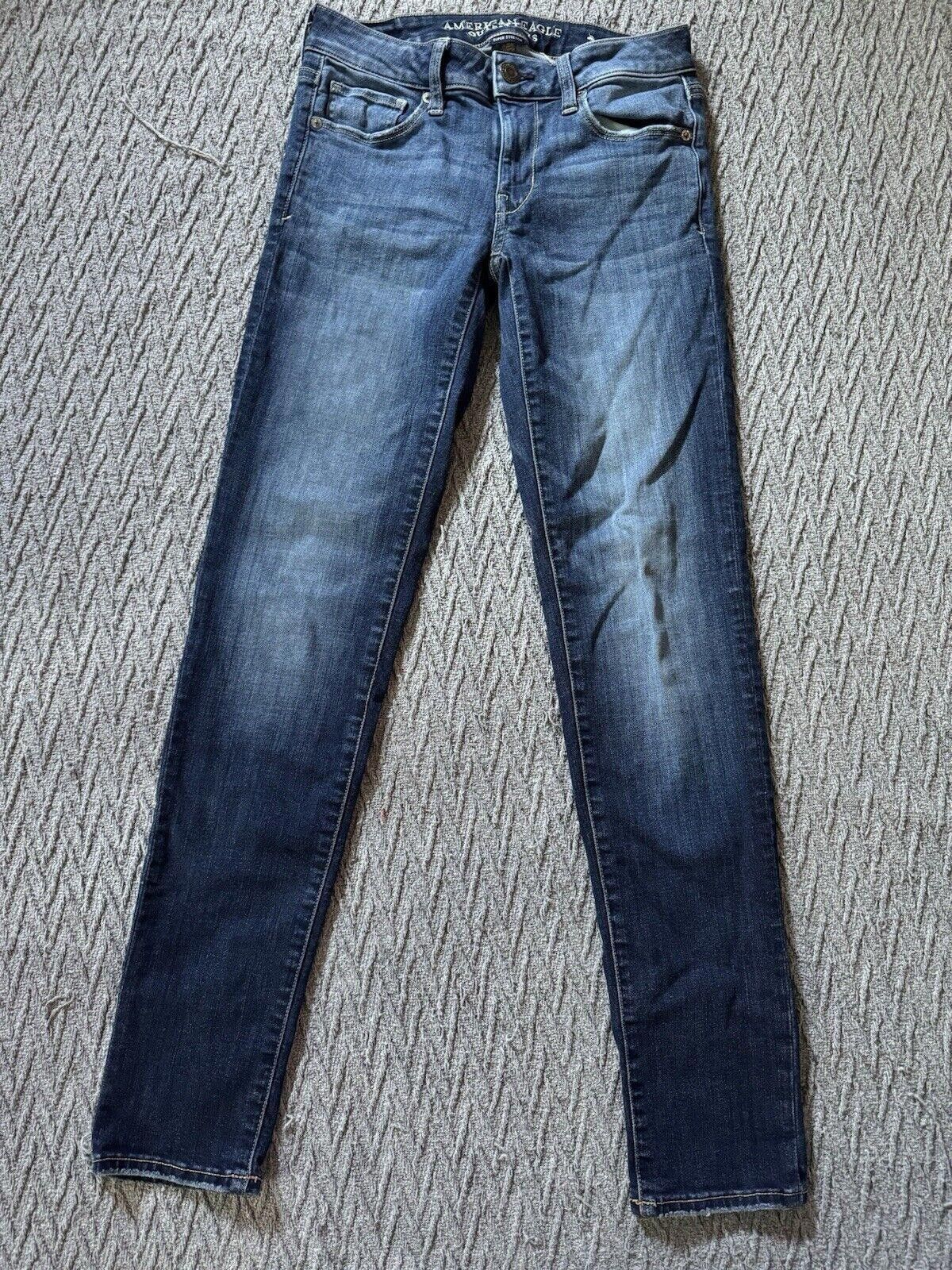 Designer American Eagle Skinny Womens Jeans Size 2 Long Super Stretch Size 26" / US 2 / IT 38 - 1 Thumbnail